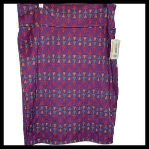 NWT LuLaRoe Cassie Skirt 3XL Purple Geometric Triangle Print Pencil Skirt NWT